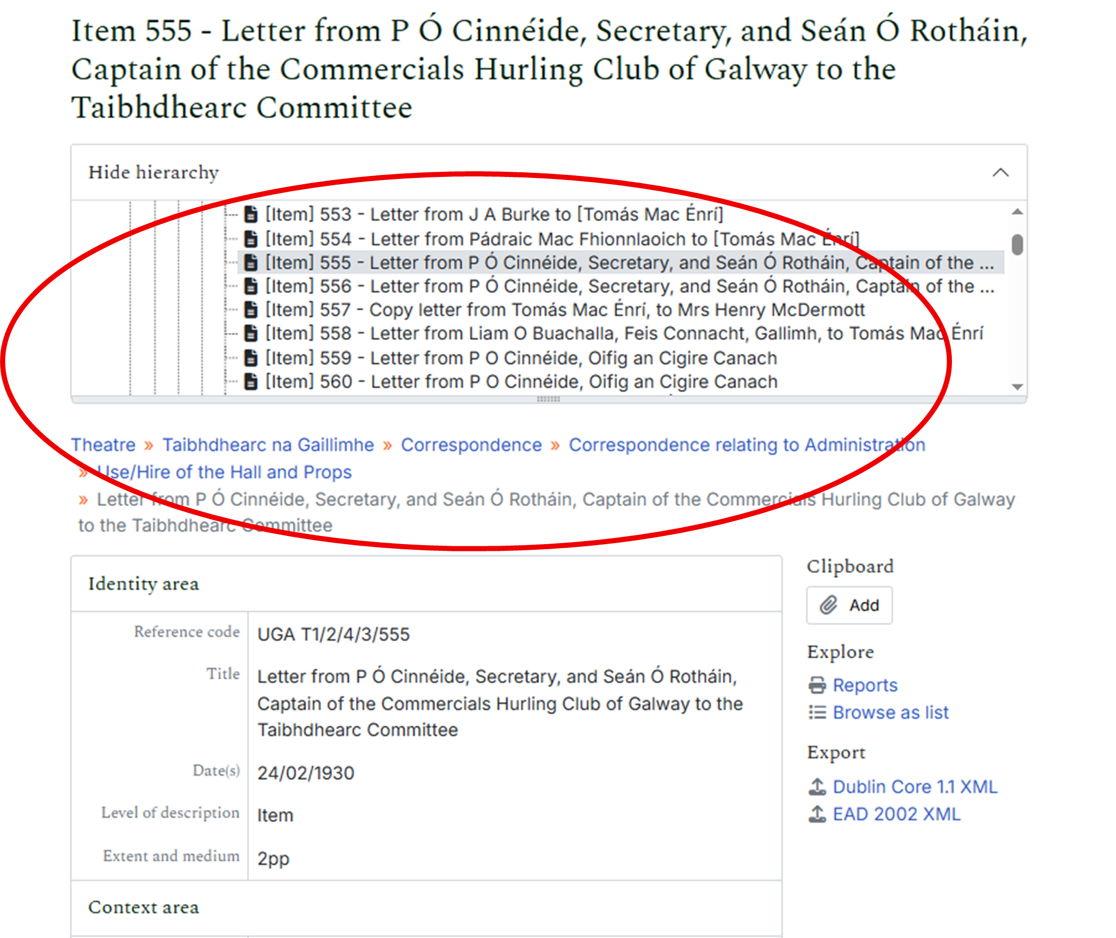 Screenshot showing hierarchy