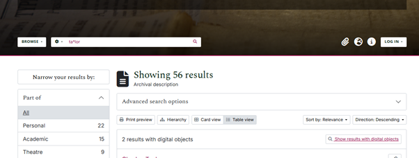 Screenshot showing wildcard search
