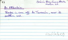 Features of the townland of Inis Meáin [Inishmaan], beginning with the letter F