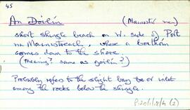 Features of the townland of Eochaill [Oghil], beginning with the letter D