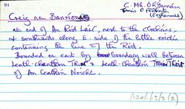 Features of the townland of Eoghanacht [Onaght], beginning with the letter C