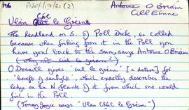 Features of the townland of Cill Éinne [Killeany], beginning with the letter U