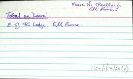 Features of the townland of Cill Éinne [Killeany], beginning with the letter T